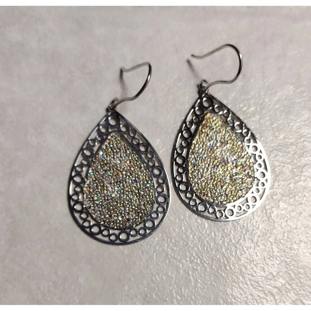 Sterling Silver 925 Sparkle Enamel Dangle Earrings